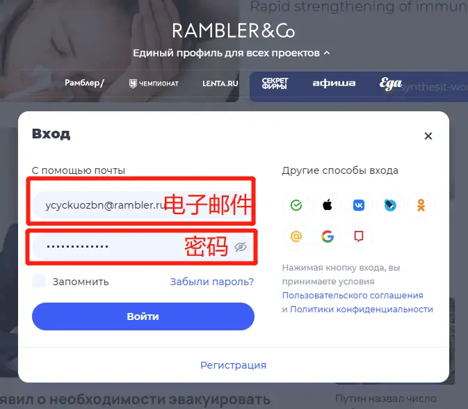 如何登录@rambler.ru电子邮件账户查看邮件？