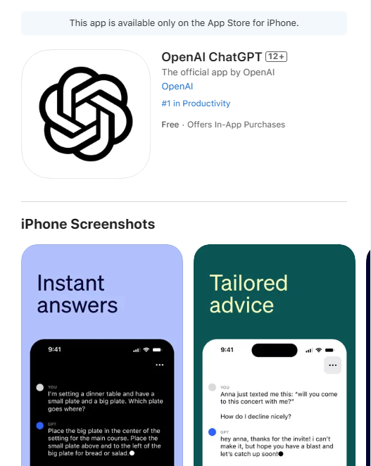 ChatGPT苹果iOS版下载